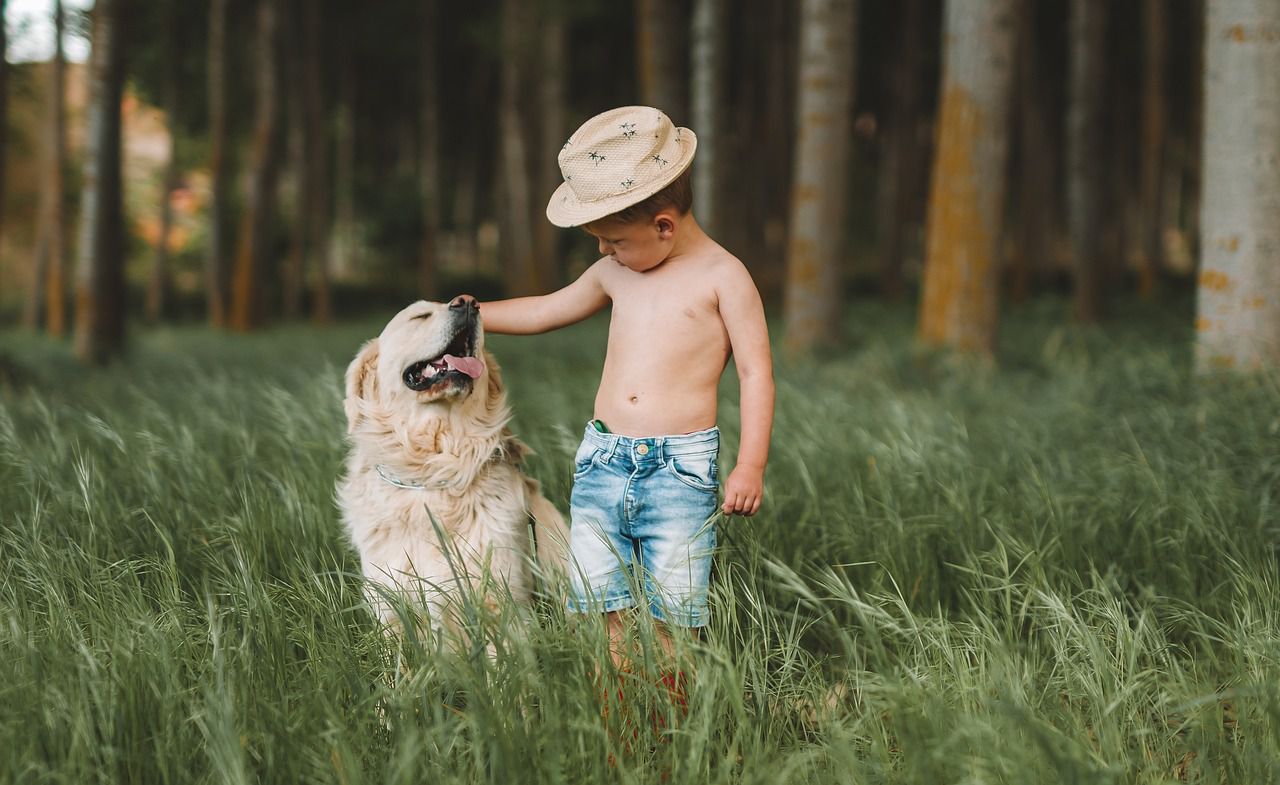 a child and a pet