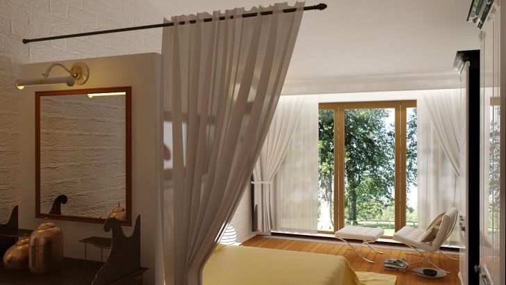 Зеленые шторы в спальню: дизайн интерьера, советы по выбору + фото