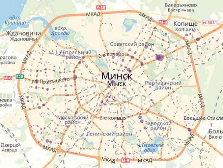 Карта минска мкад