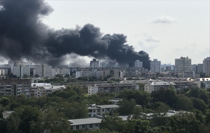 Крупный пожар в центре Минска