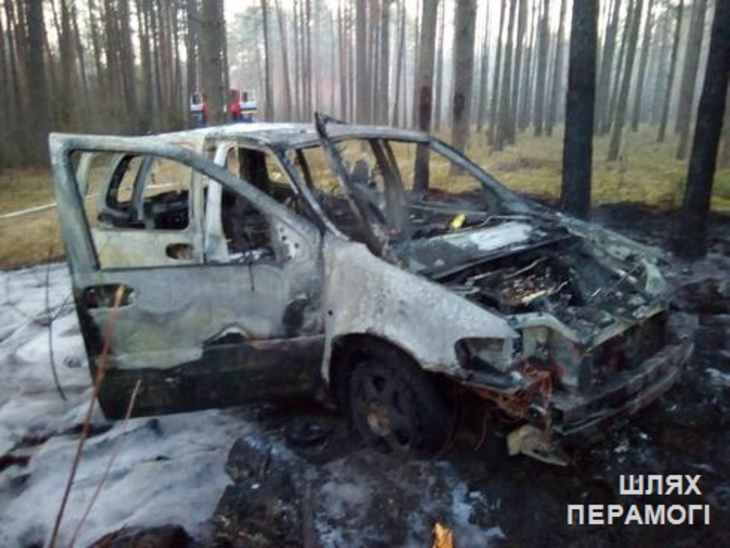 На Вилейщине водитель остановился, чтобы потушить траву. В итоге сгорел его автомобиль