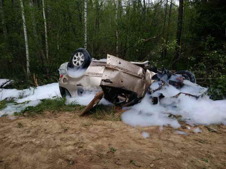 В Россонском районе опрокинулся автомобиль