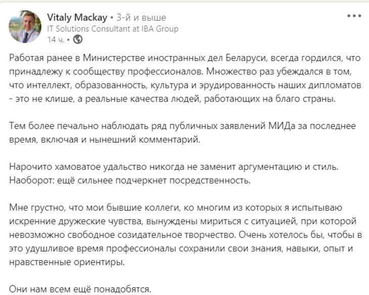 Сын Макея критически оценил заявление МИД