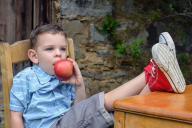 boy eating apple